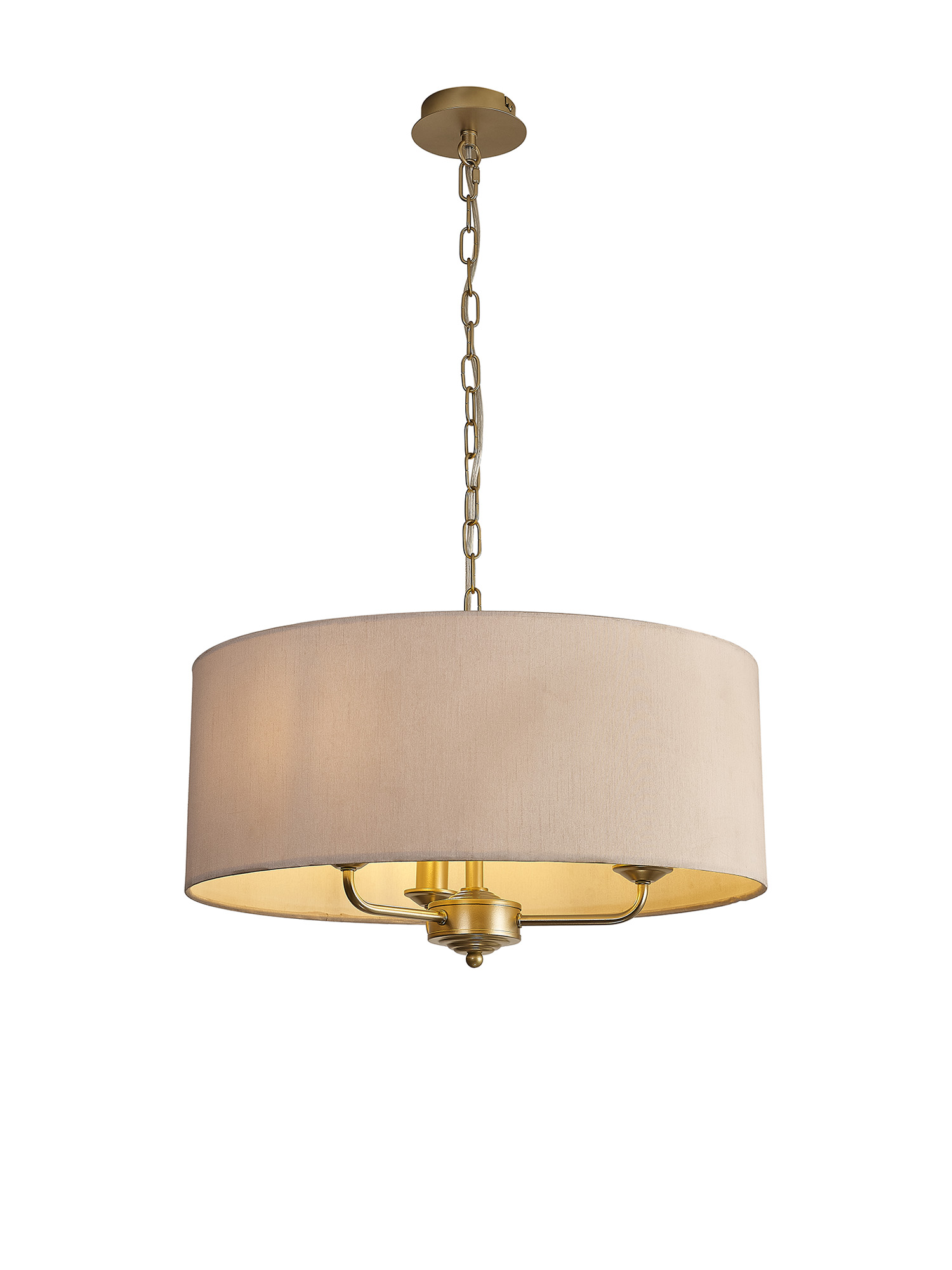 DK0972  Banyan 50cm 3 Light Pendant Champagne Gold, Nude Beige/Moonlight